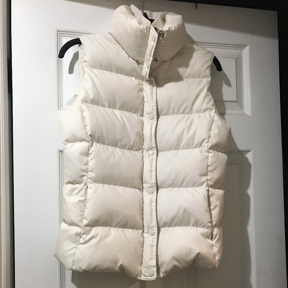 J. Crew Creamy White Quilted Down Zip + Snap Puffer Vest, Size S - Picture 11 of 13